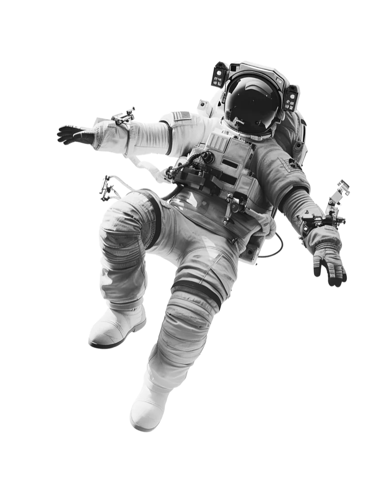 Astronaut floating in space representing AI strategy exploration